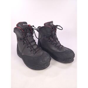 Simms Fly Fishing Wading Boots Felt Sole Grey Black Mens sz 8 High Top Hiking
